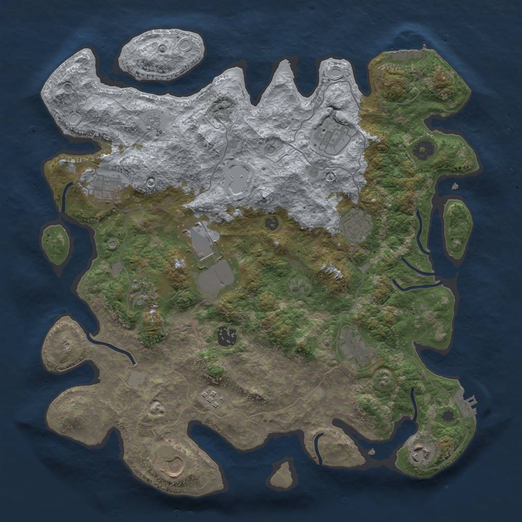 Rust Map: Procedural Map, Size: 3850, Seed: 583257158, 19 Monuments
