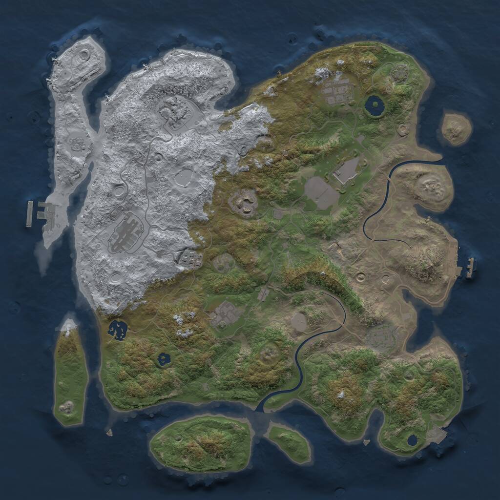 Rust Map: Procedural Map, Size: 3850, Seed: 2068539126, 15 Monuments