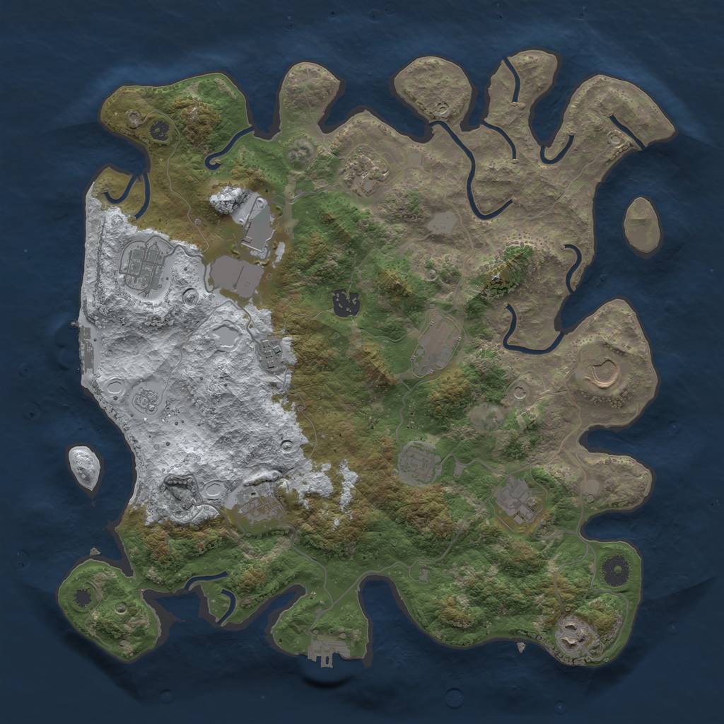 Rust Map: Procedural Map, Size: 3800, Seed: 1883332202, 20 Monuments