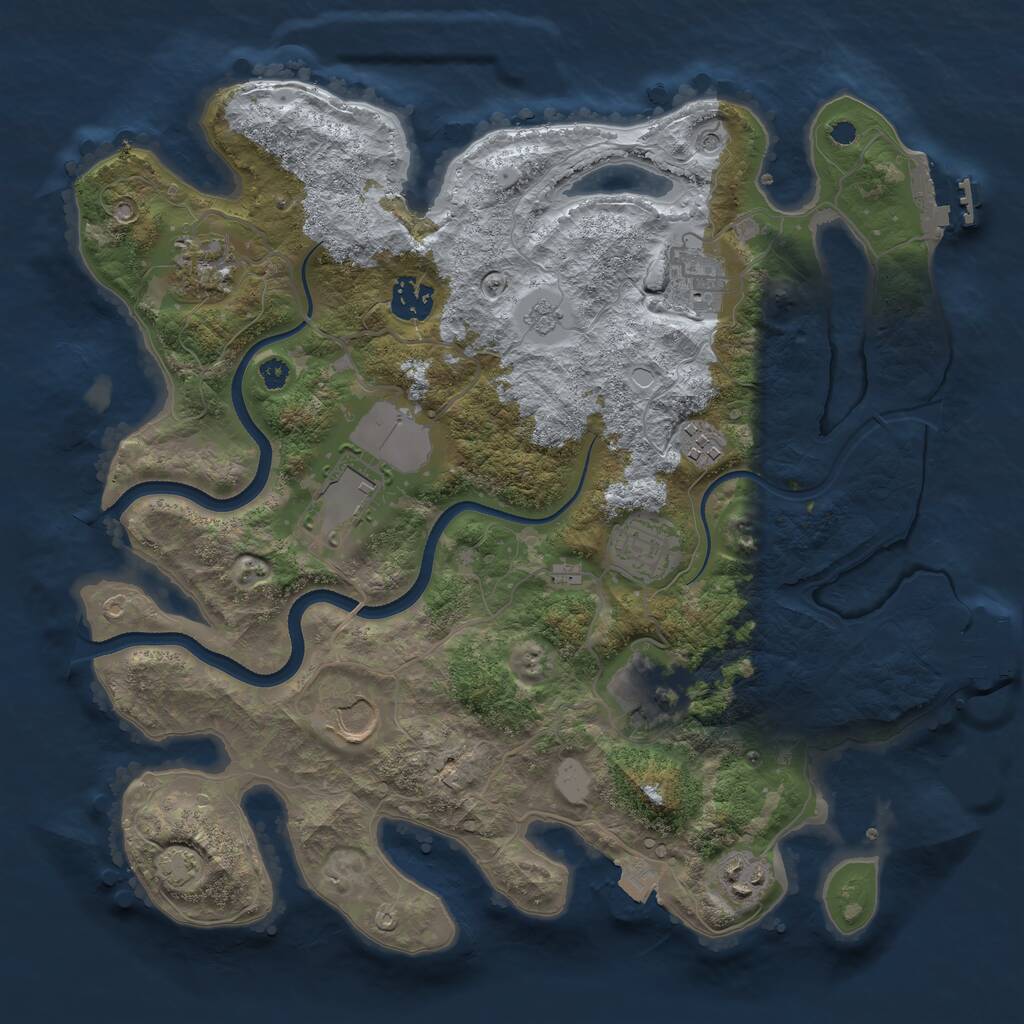 Rust Map: Procedural Map, Size: 3500, Seed: 825055885, 15 Monuments