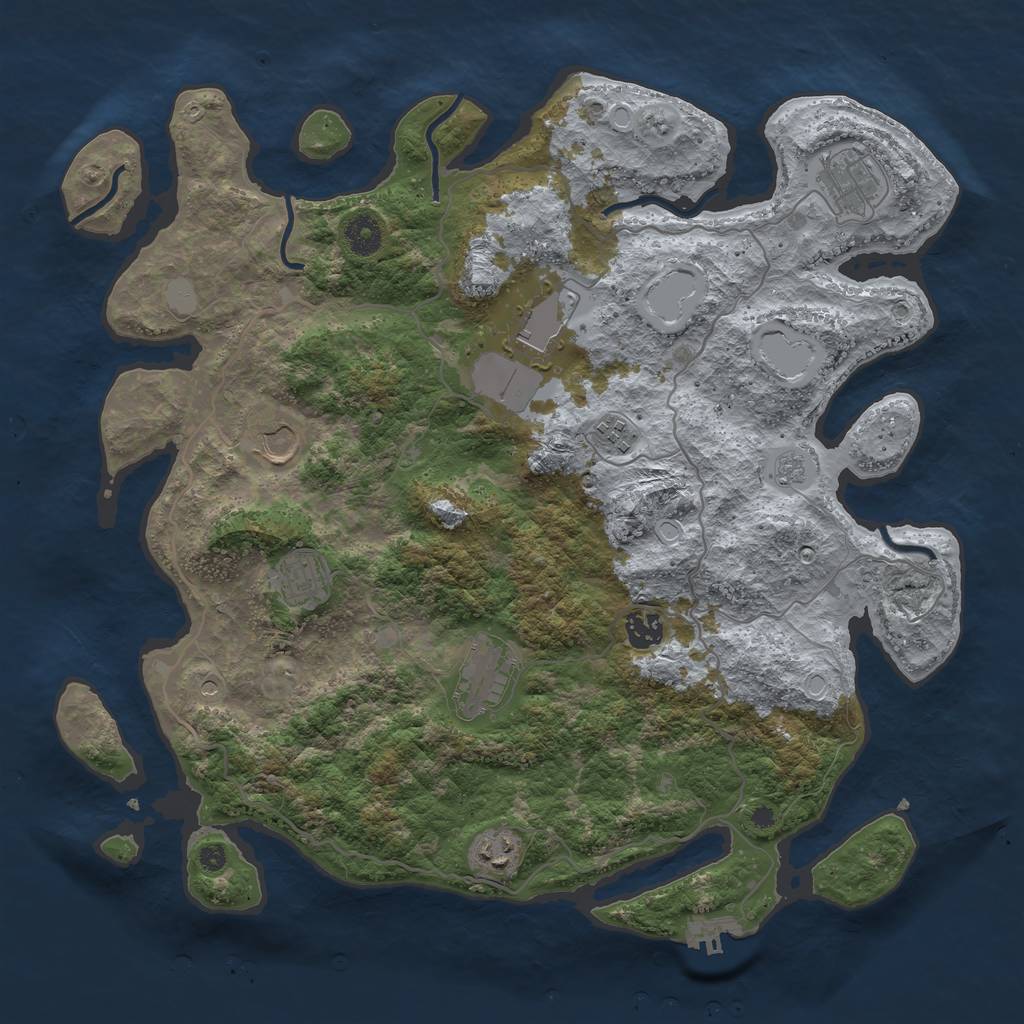 Rust Map: Procedural Map, Size: 4000, Seed: 1126, 16 Monuments