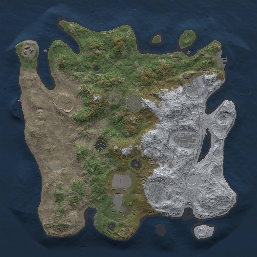 Rust Map: Procedural Map, Size: 3500, Seed: 823408575, 16 Monuments