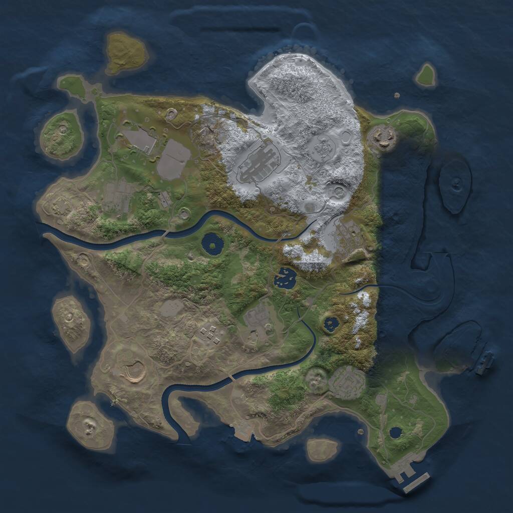 Rust Map: Procedural Map, Size: 3500, Seed: 1878524284, 16 Monuments