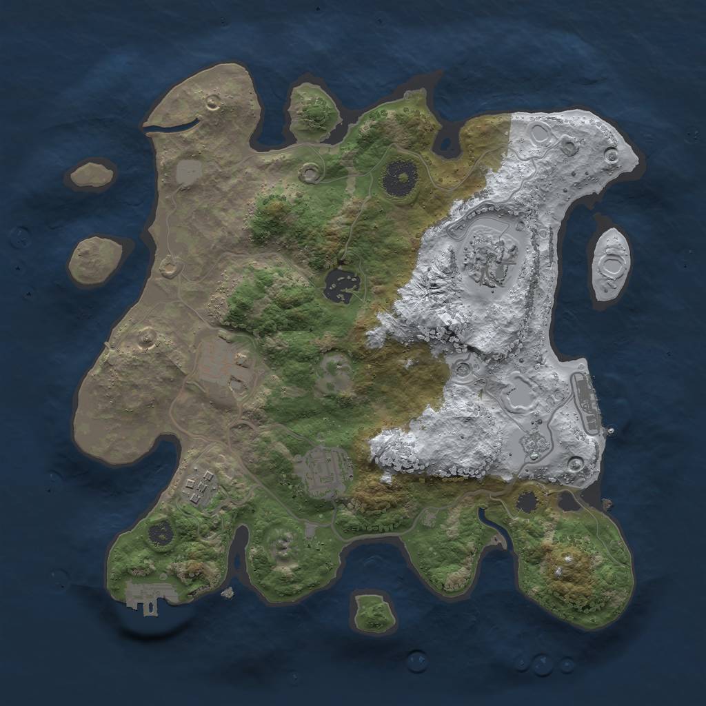 Rust Map: Procedural Map, Size: 3000, Seed: 923299588, 14 Monuments