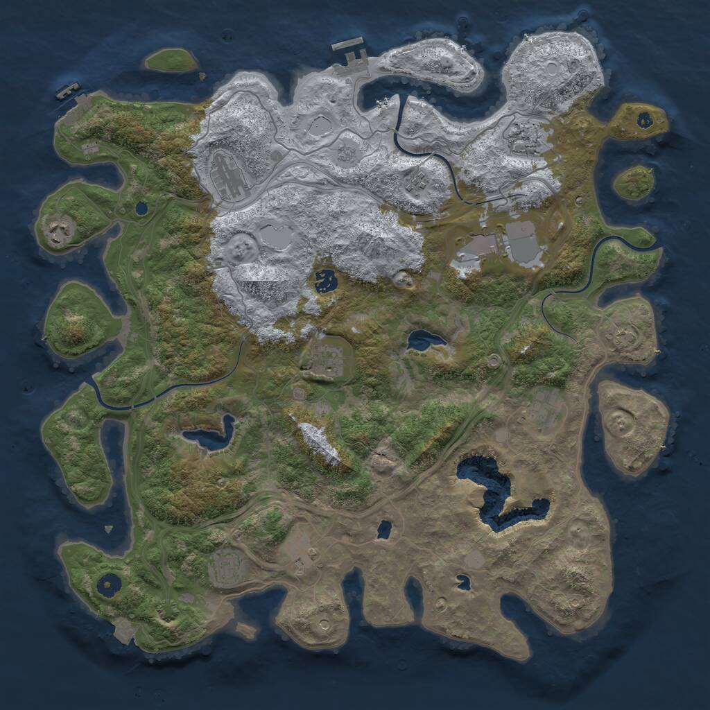 Rust Map: Procedural Map, Size: 4500, Seed: 9639633, 16 Monuments