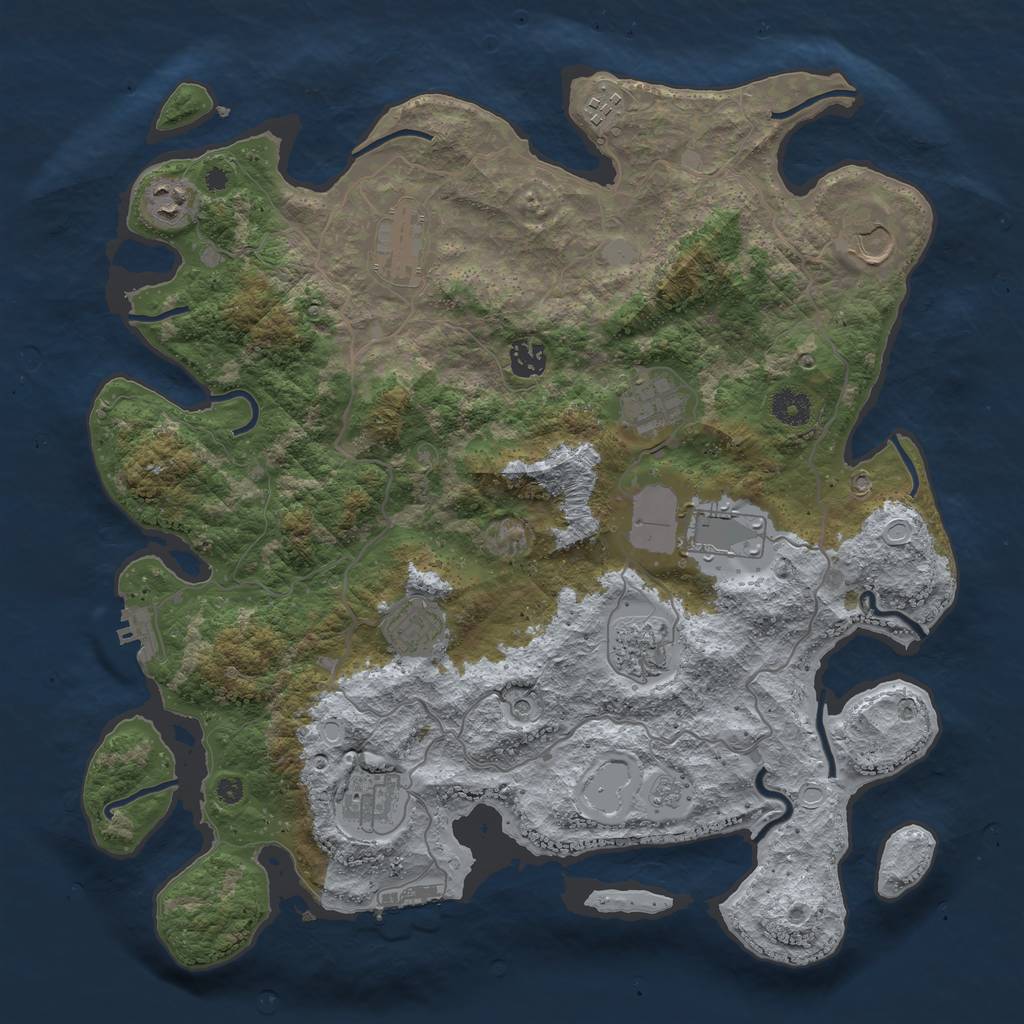 Rust Map: Procedural Map, Size: 4000, Seed: 170103, 19 Monuments