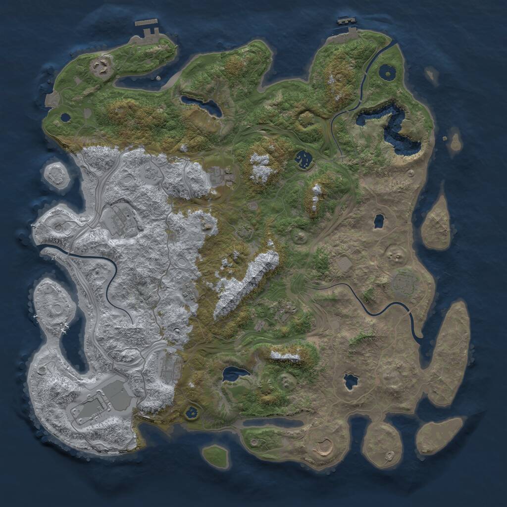 Rust Map: Procedural Map, Size: 4500, Seed: 1370738635, 16 Monuments