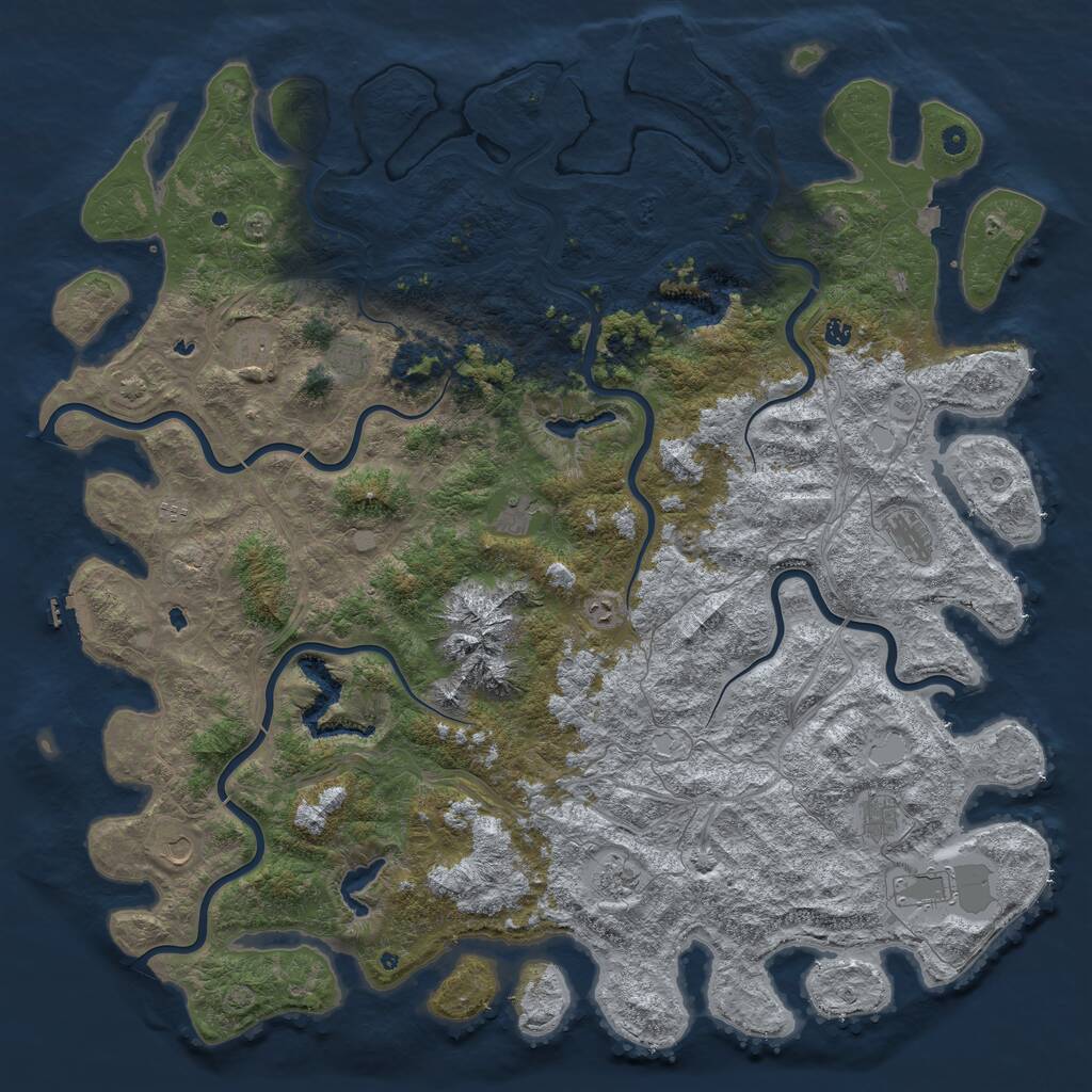 Rust Map: Procedural Map, Size: 6000, Seed: 365570401, 17 Monuments