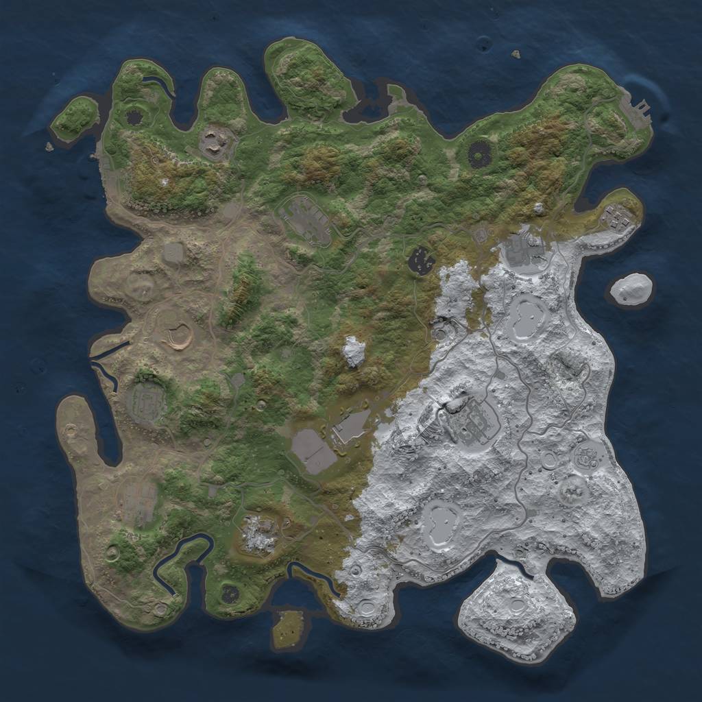 Rust Map: Procedural Map, Size: 4000, Seed: 530891212, 20 Monuments