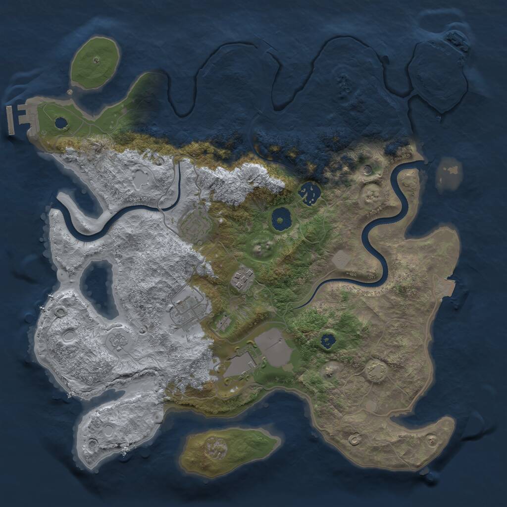 Rust Map: Procedural Map, Size: 3500, Seed: 1919725951, 11 Monuments