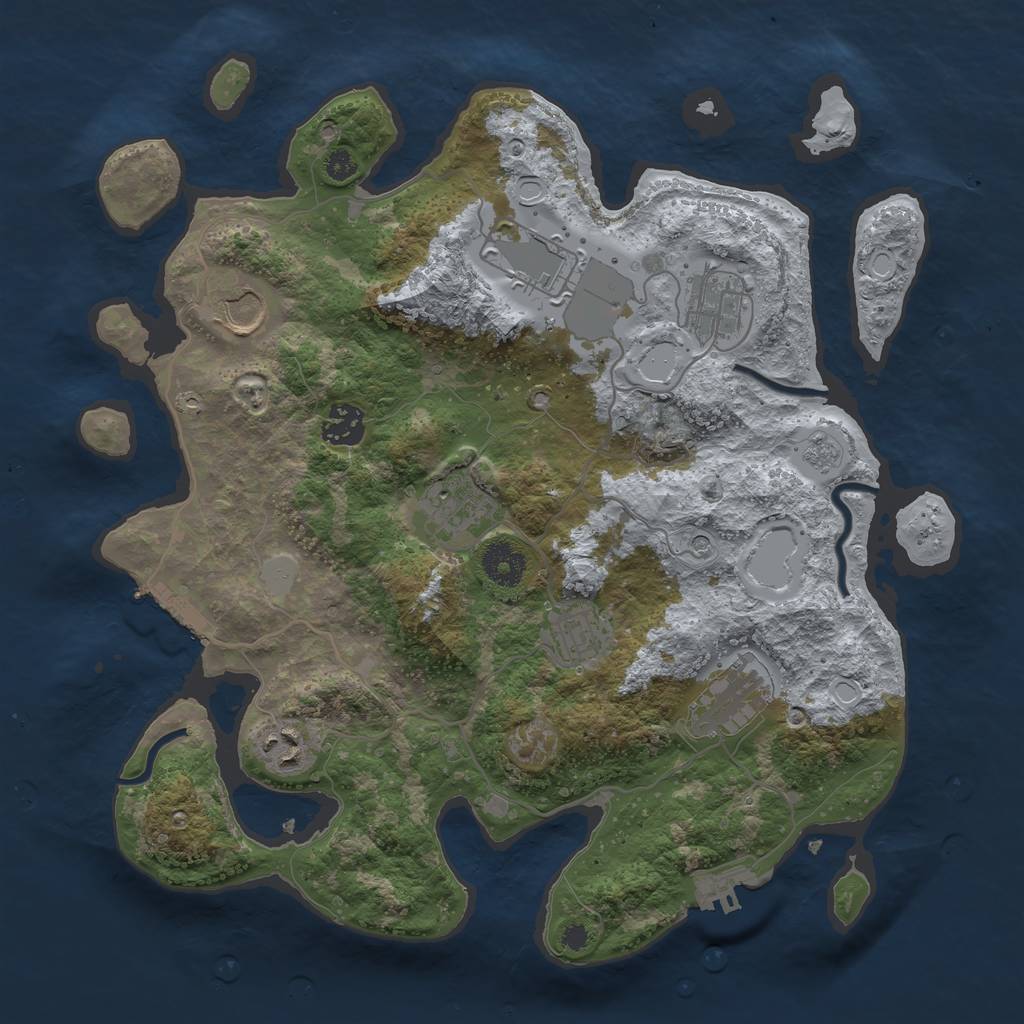 Rust Map: Procedural Map, Size: 3500, Seed: 45297940, 17 Monuments