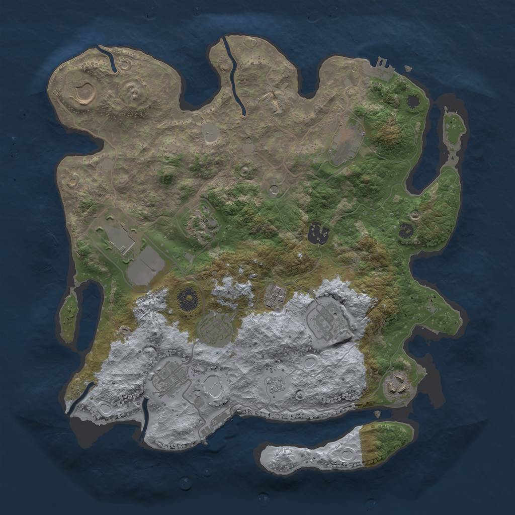 Rust Map: Procedural Map, Size: 3500, Seed: 1445235, 19 Monuments