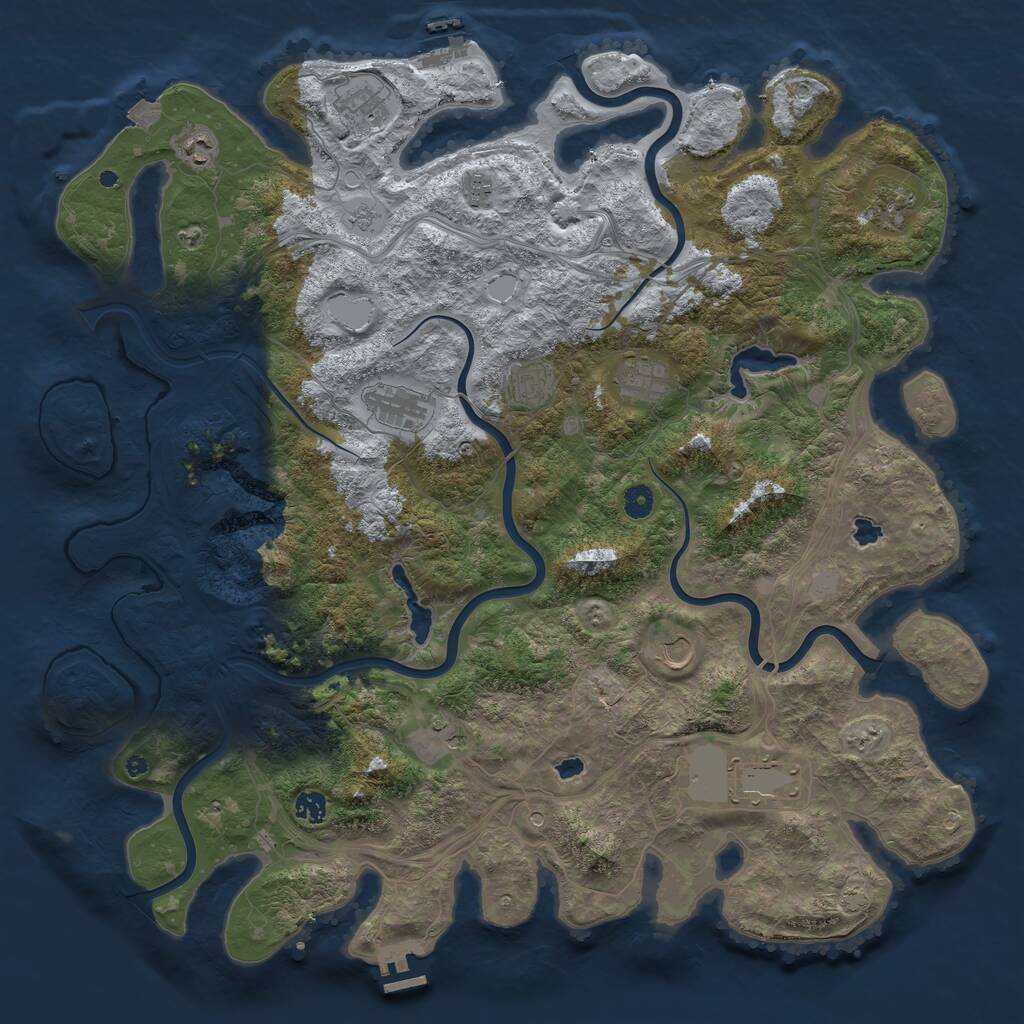 Rust Map: Procedural Map, Size: 4800, Seed: 338541616, 17 Monuments