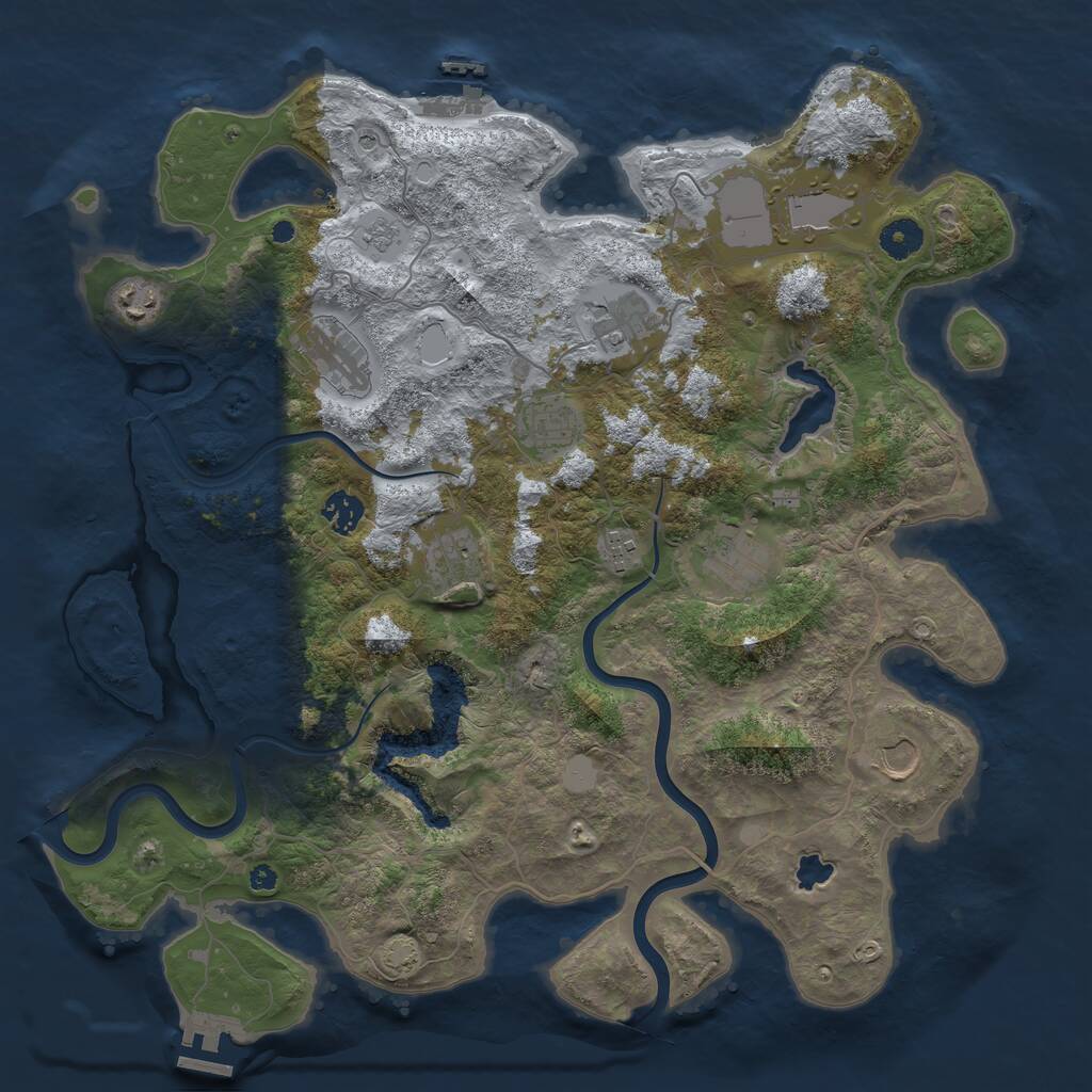 Rust Map: Procedural Map, Size: 4000, Seed: 651473276, 16 Monuments