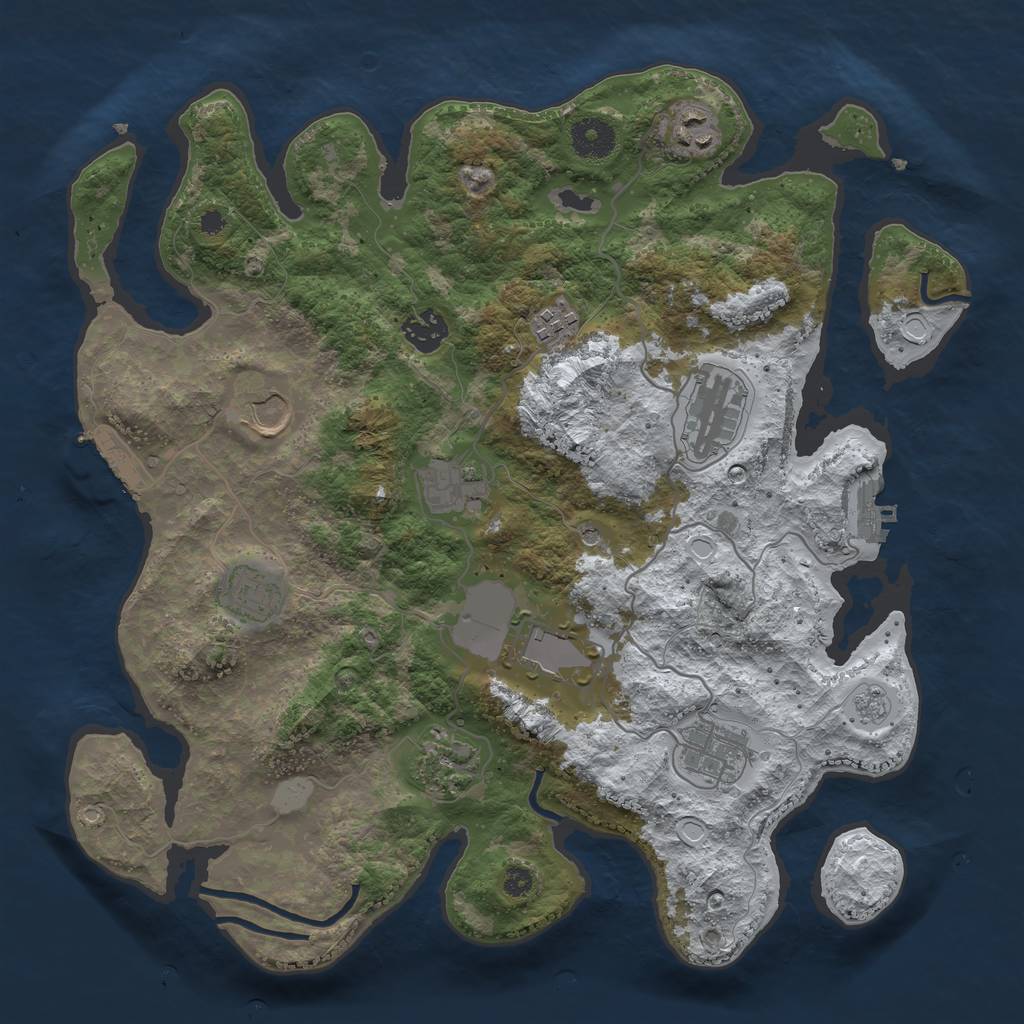 Rust Map: Procedural Map, Size: 3600, Seed: 3297498, 19 Monuments