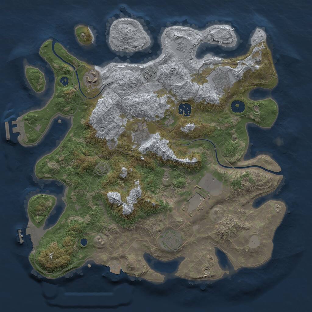Rust Map: Procedural Map, Size: 3500, Seed: 238676944, 13 Monuments