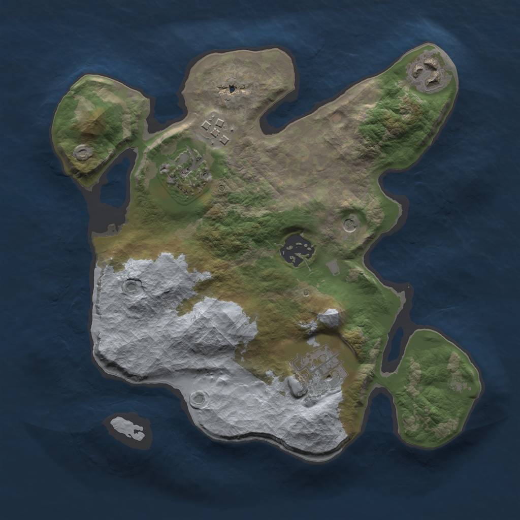 Rust Map: Barren, Size: 2500, Seed: 310906, 8 Monuments