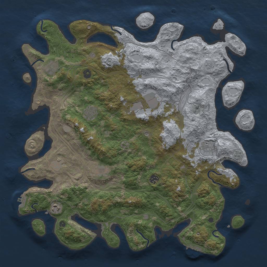 Rust Map: Procedural Map, Size: 4500, Seed: 519840253, 16 Monuments