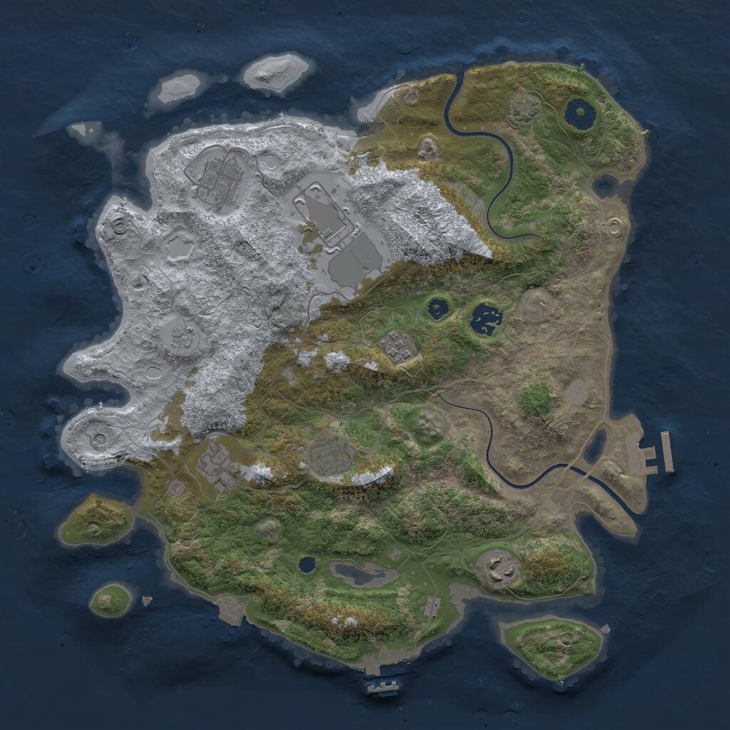 Rust Map: Procedural Map, Size: 3600, Seed: 3540709, 13 Monuments