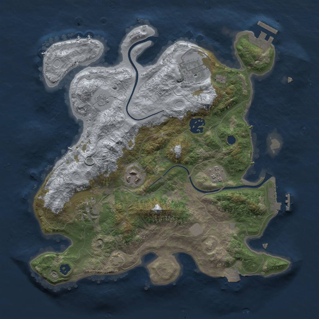 Rust Map: Procedural Map, Size: 3000, Seed: 1236504134, 10 Monuments
