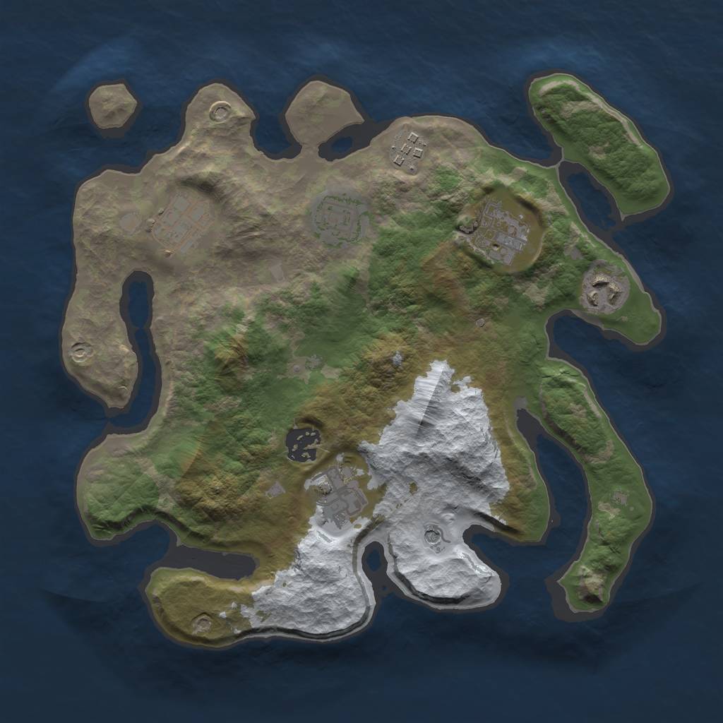 Rust Map: Barren, Size: 3000, Seed: 120195615, 10 Monuments