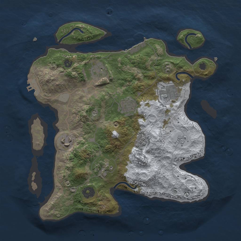 Rust Map: Procedural Map, Size: 3000, Seed: 741862838, 15 Monuments