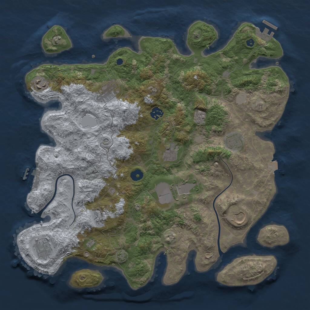 Rust Map: Procedural Map, Size: 3850, Seed: 864845384, 16 Monuments