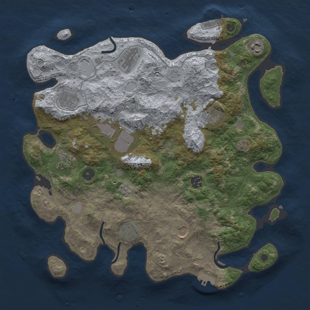 Rust Map: Procedural Map, Size: 3850, Seed: 199052719, 19 Monuments