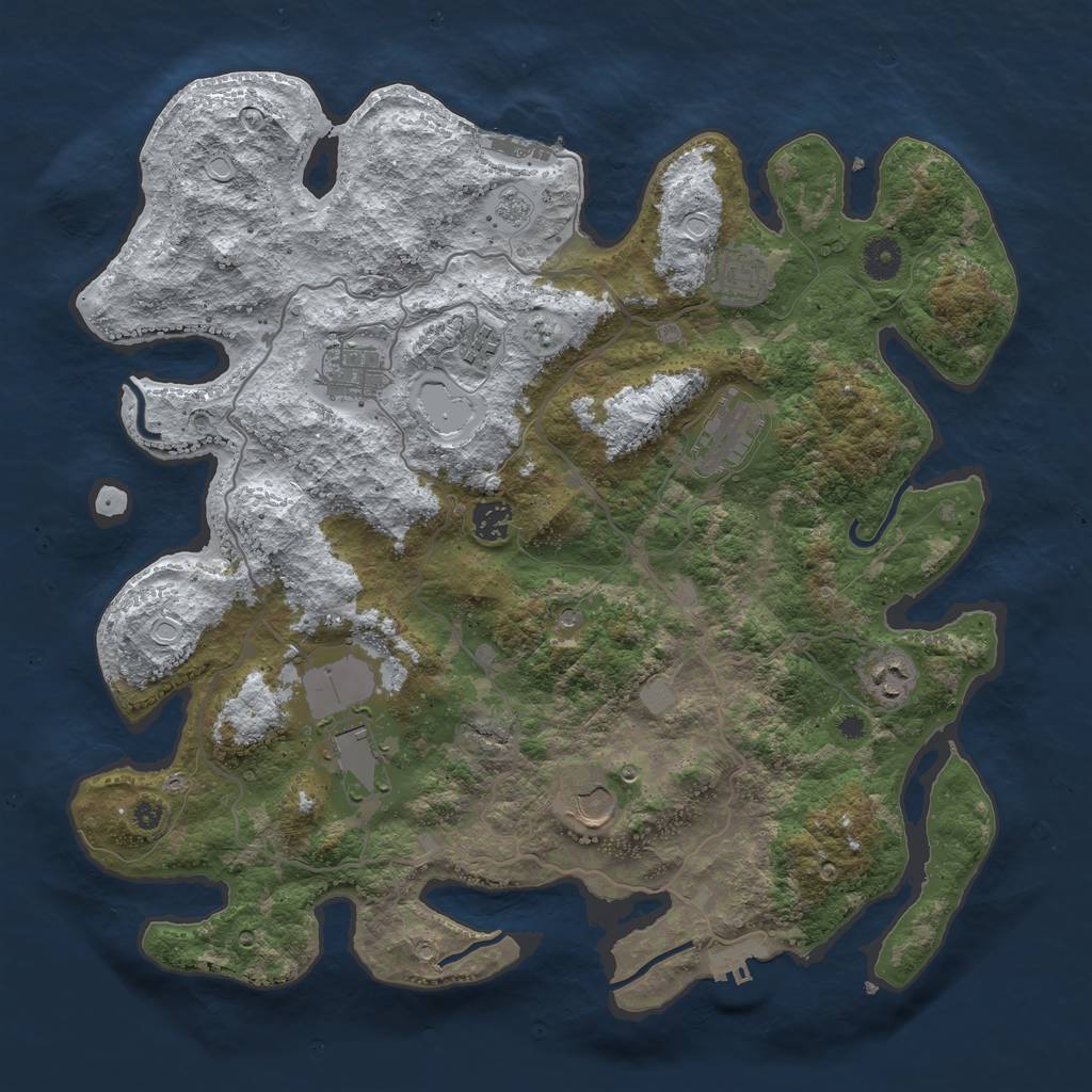 Rust Map: Procedural Map, Size: 4000, Seed: 1205638992, 17 Monuments