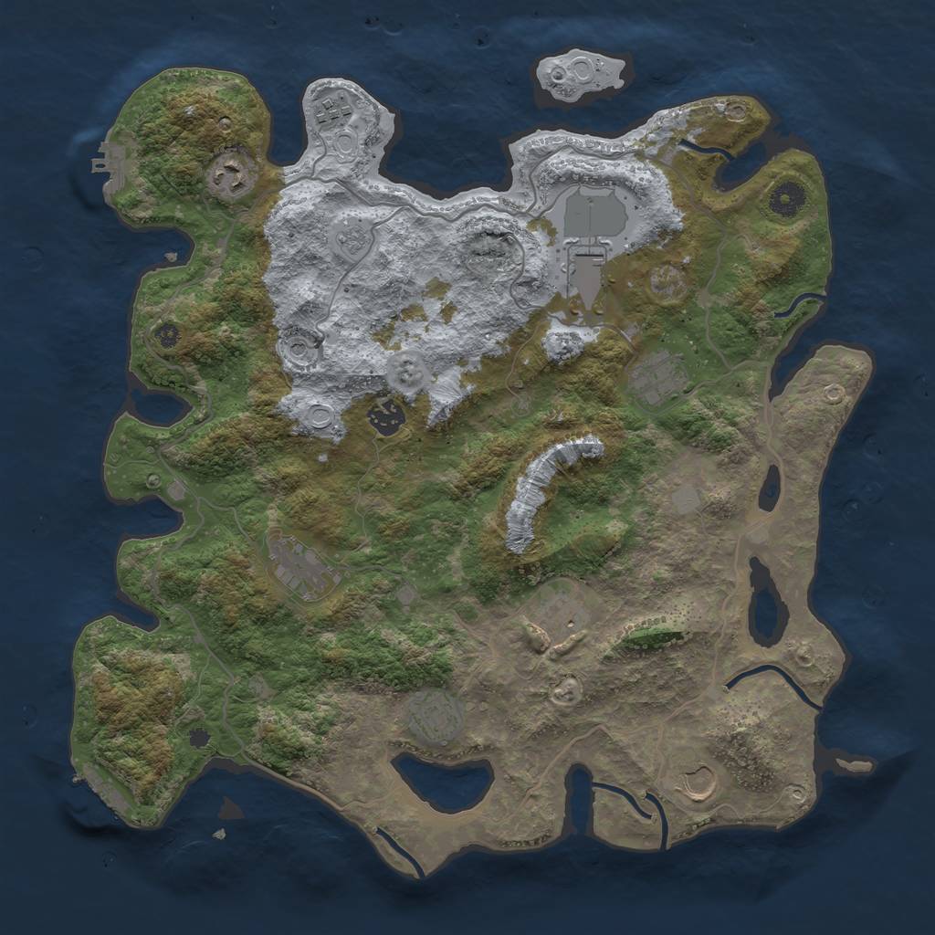 Rust Map: Procedural Map, Size: 4000, Seed: 122281914, 18 Monuments