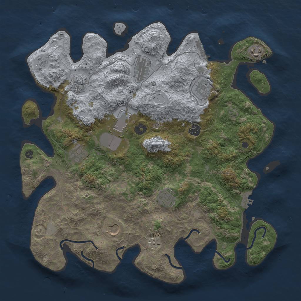 Rust Map: Procedural Map, Size: 3850, Seed: 393096921, 19 Monuments