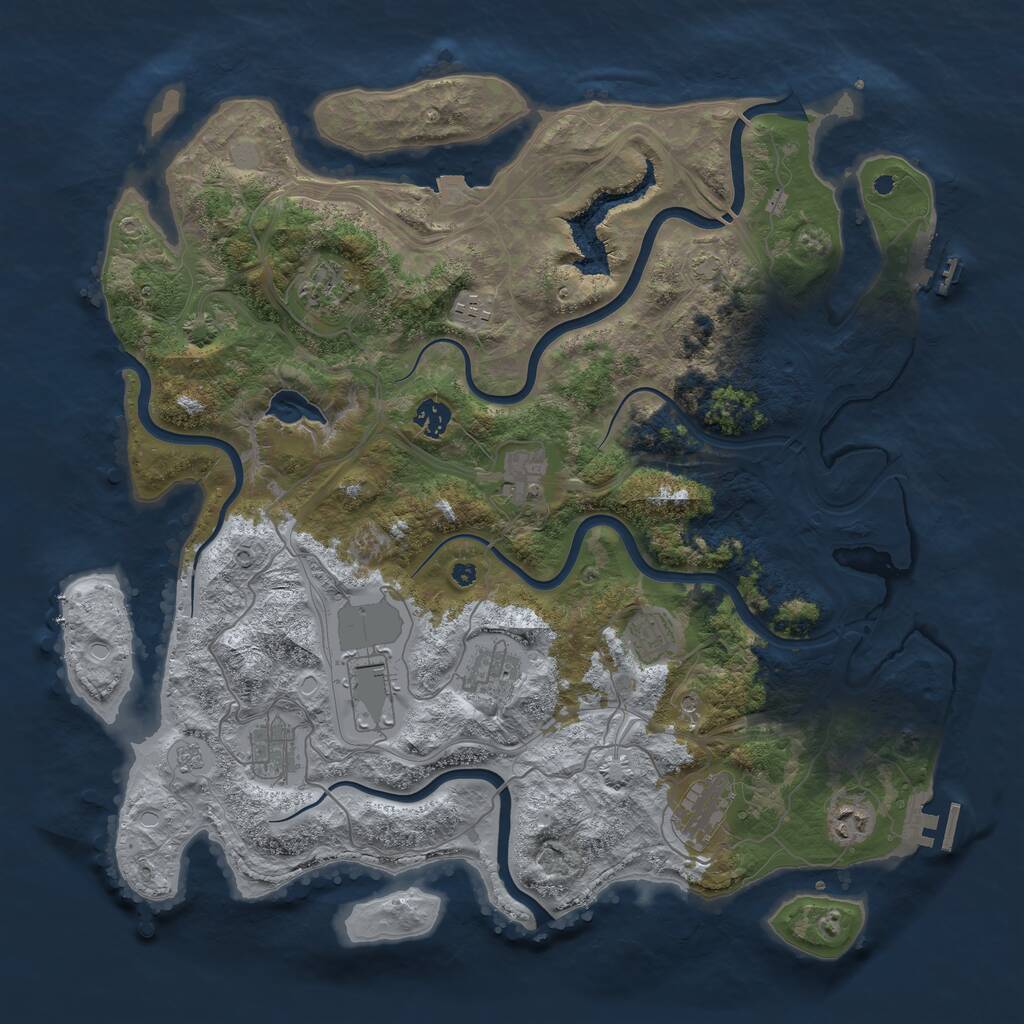 Rust Map: Procedural Map, Size: 4250, Seed: 1855521641, 16 Monuments