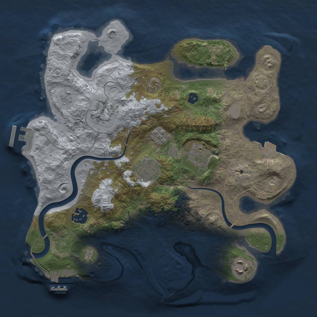 Rust Map: Procedural Map, Size: 3000, Seed: 389604838, 12 Monuments