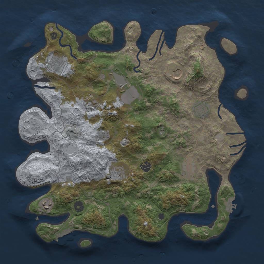 Rust Map: Procedural Map, Size: 3750, Seed: 1472936818, 19 Monuments
