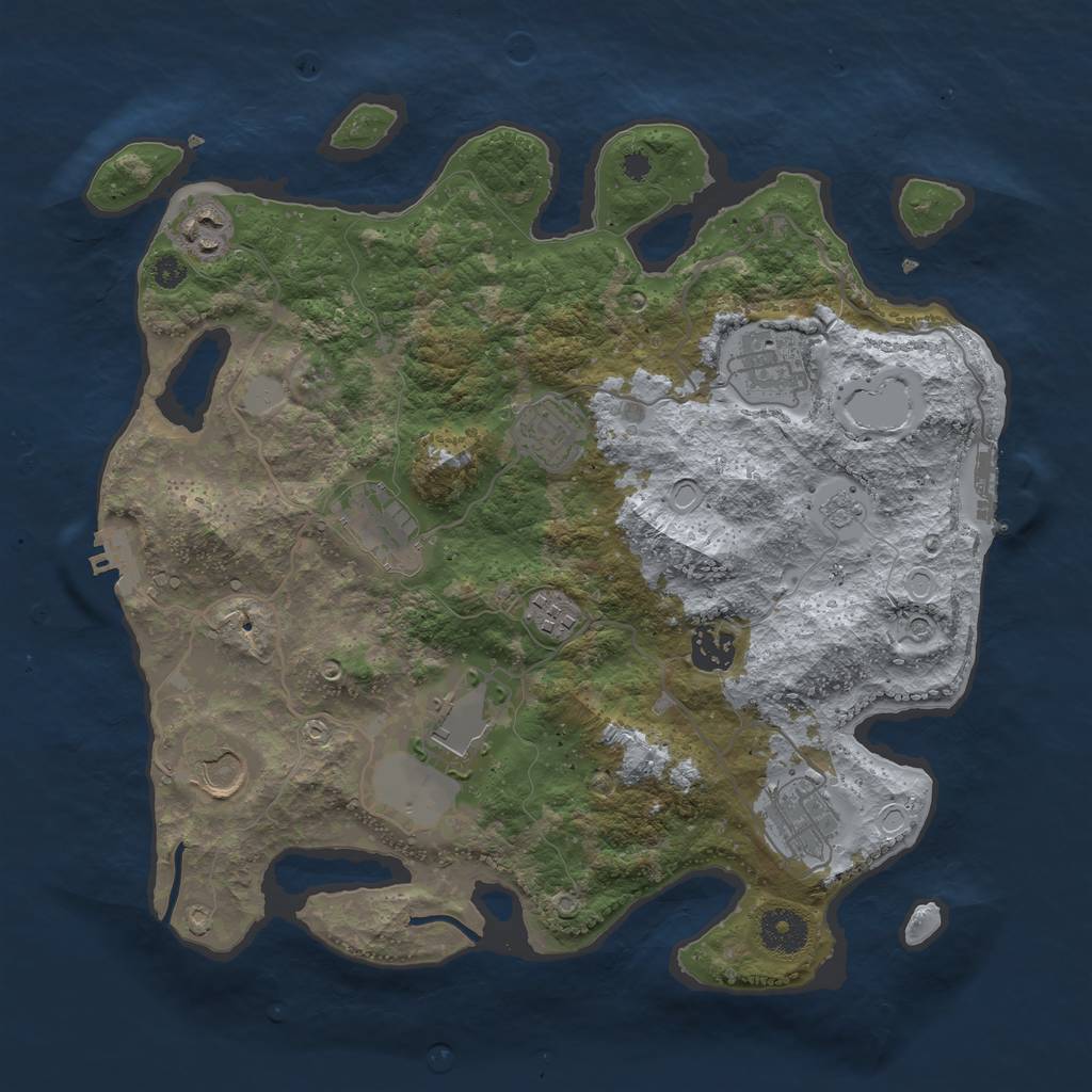 Rust Map: Procedural Map, Size: 3500, Seed: 30912890, 18 Monuments