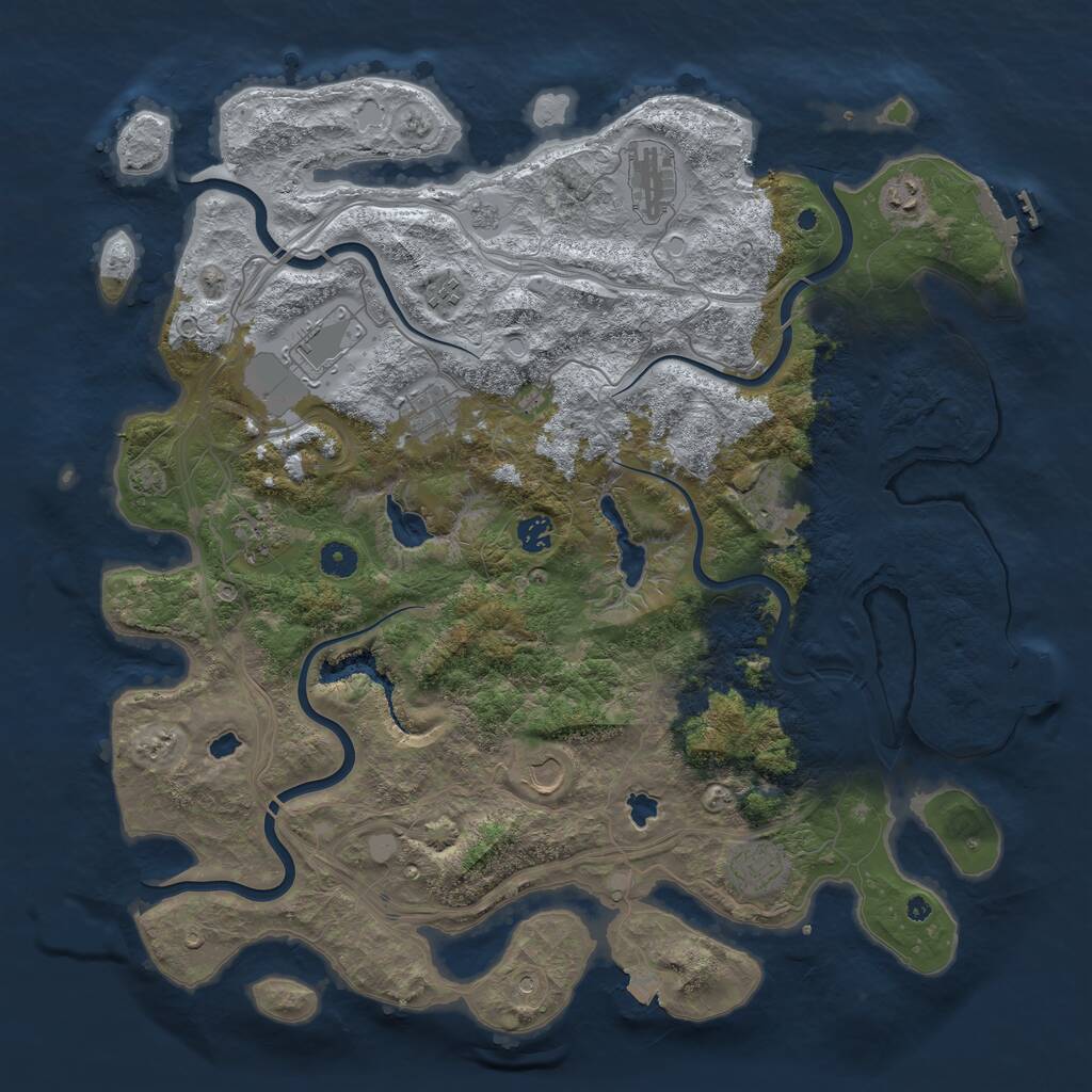 Rust Map: Procedural Map, Size: 4500, Seed: 1058431377, 16 Monuments