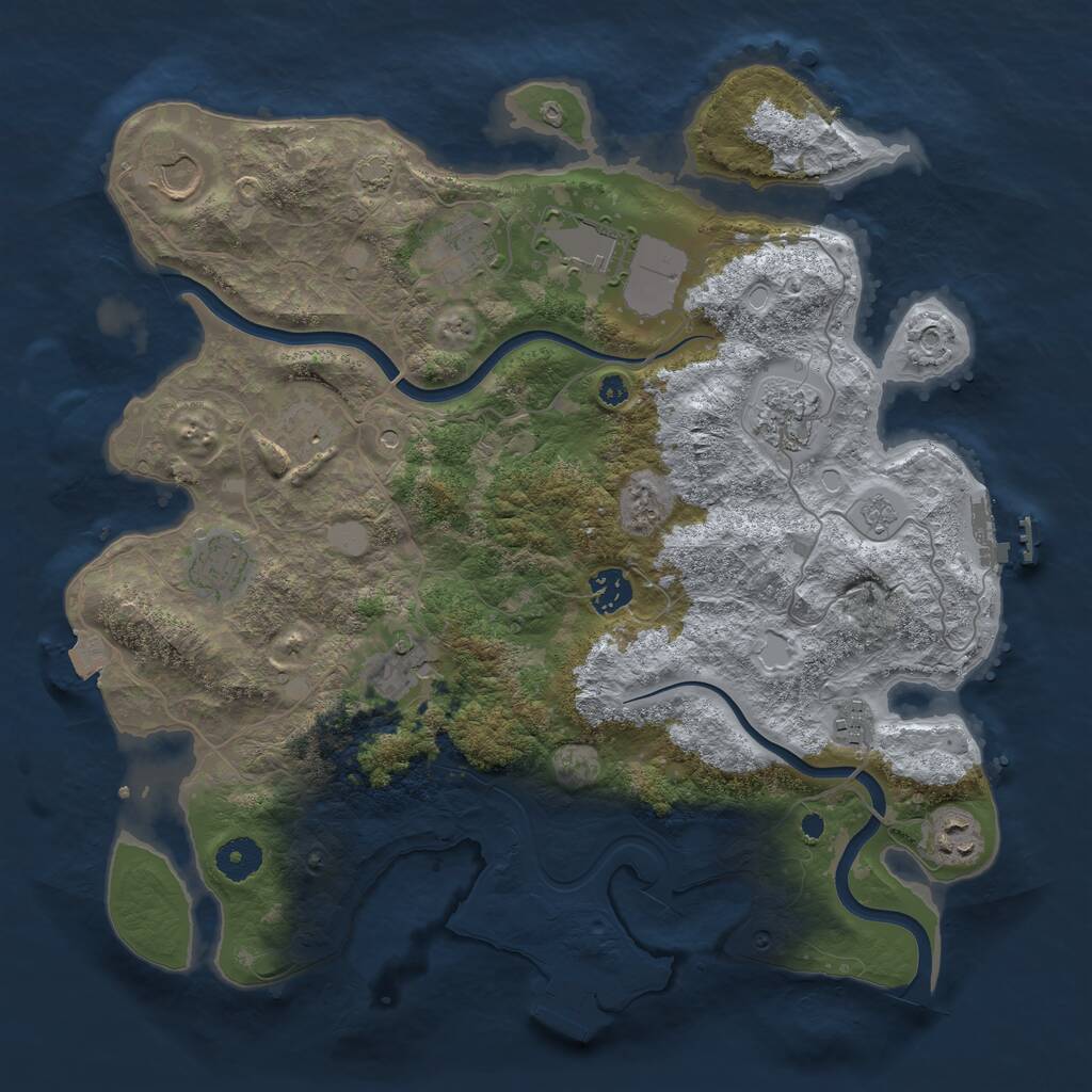 Rust Map: Procedural Map, Size: 3750, Seed: 953328423, 16 Monuments