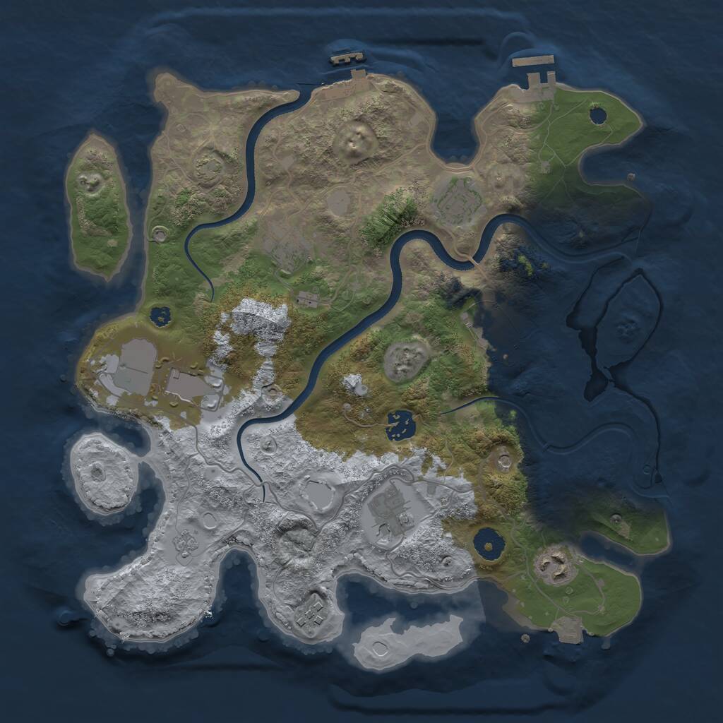 Rust Map: Procedural Map, Size: 3500, Seed: 648956394, 14 Monuments