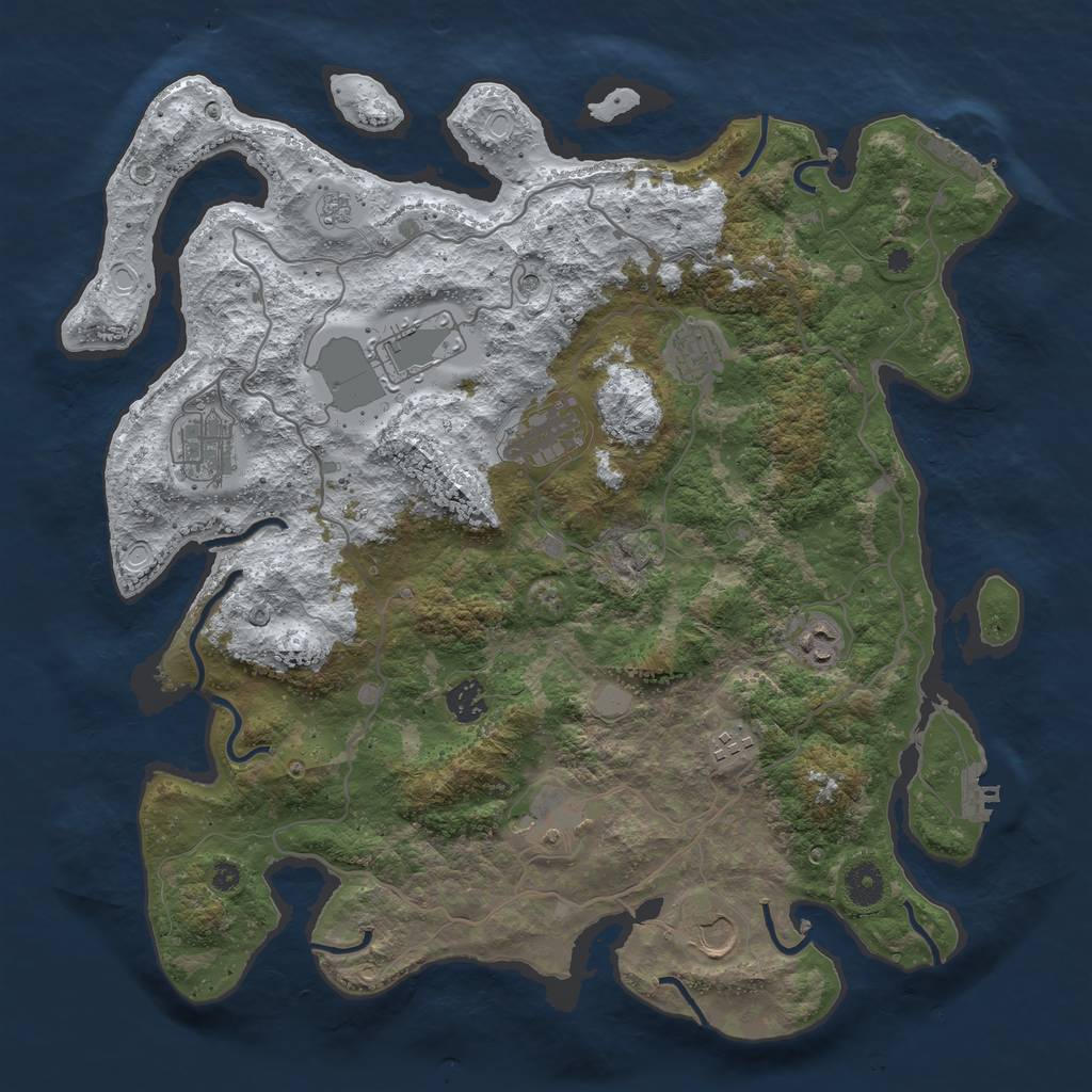 Rust Map: Procedural Map, Size: 4000, Seed: 558923, 18 Monuments