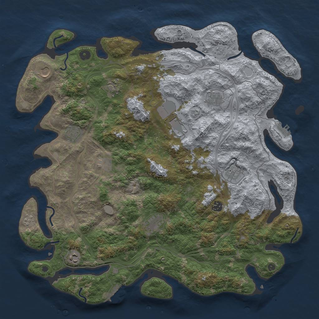 Rust Map: Procedural Map, Size: 4500, Seed: 313426691, 20 Monuments