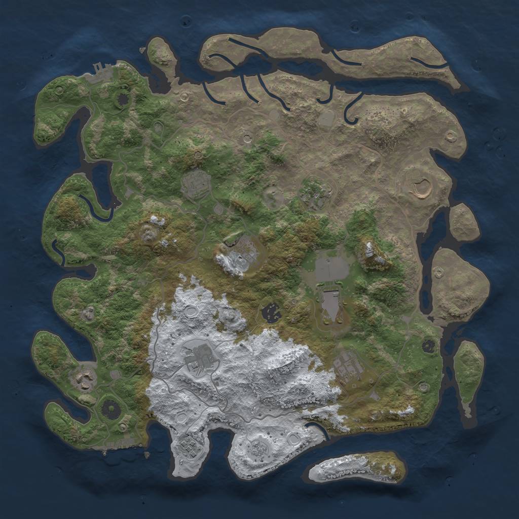 Rust Map: Procedural Map, Size: 4000, Seed: 385931, 19 Monuments