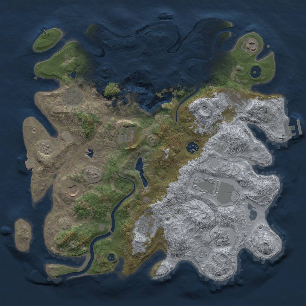 Rust Map: Procedural Map, Size: 4000, Seed: 327210, 16 Monuments