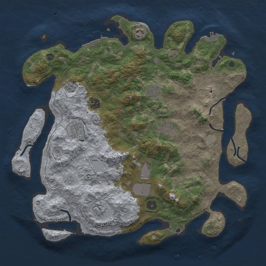 Rust Map: Procedural Map, Size: 4000, Seed: 611799, 17 Monuments