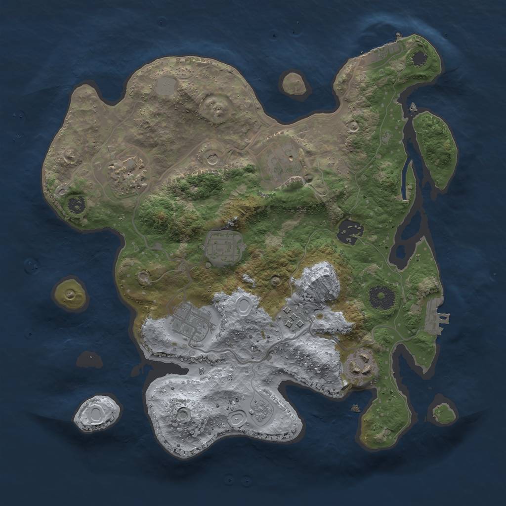 Rust Map: Procedural Map, Size: 3000, Seed: 13861, 16 Monuments