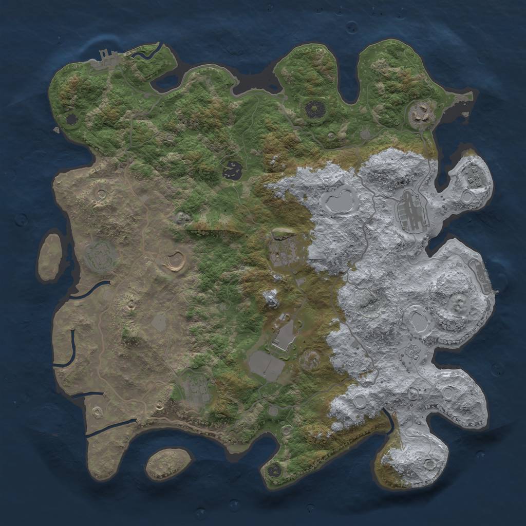 Rust Map: Procedural Map, Size: 4000, Seed: 193355, 18 Monuments