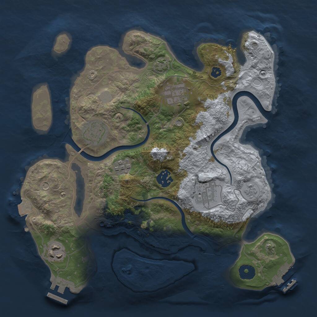 Rust Map: Procedural Map, Size: 3000, Seed: 19353, 12 Monuments