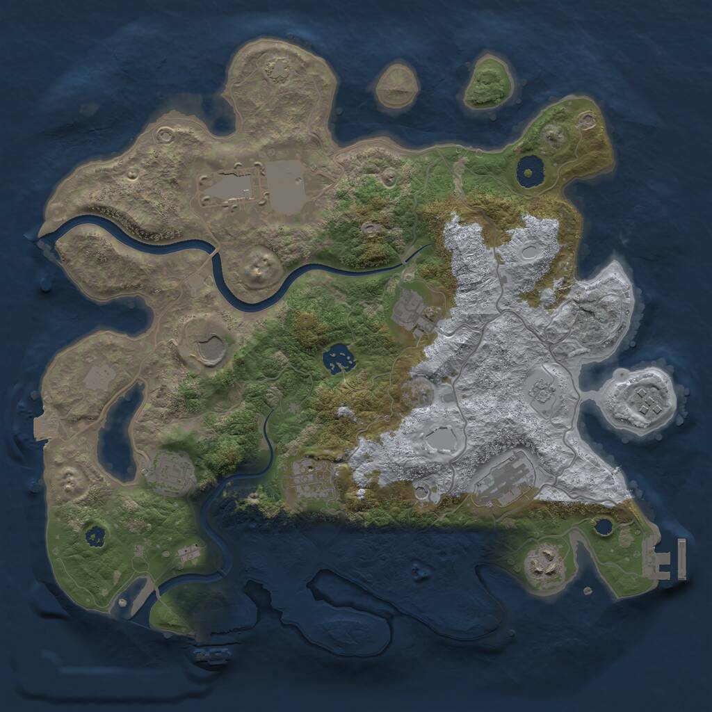 Rust Map: Procedural Map, Size: 3500, Seed: 950928323, 15 Monuments