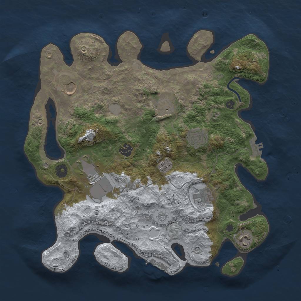 Rust Map: Procedural Map, Size: 3500, Seed: 20414289, 17 Monuments