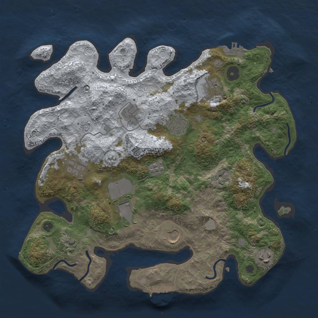 Rust Map: Procedural Map, Size: 3500, Seed: 8964818, 17 Monuments