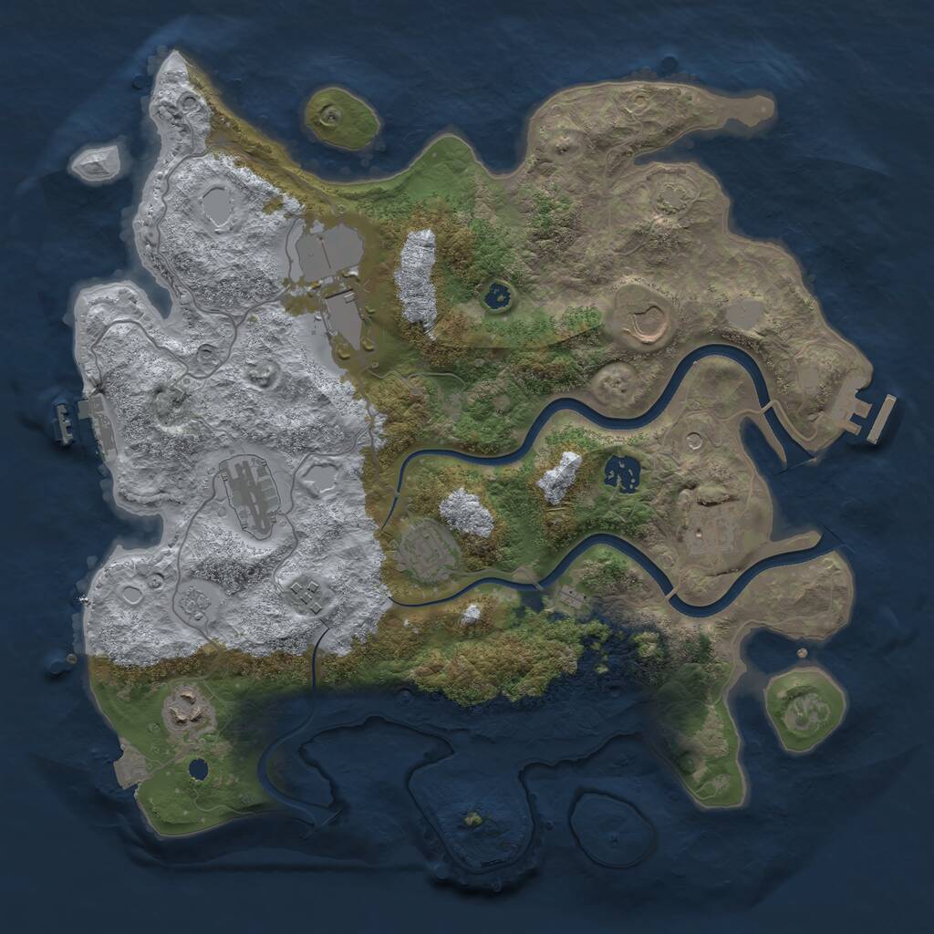 Rust Map: Procedural Map, Size: 3700, Seed: 1861434226, 14 Monuments
